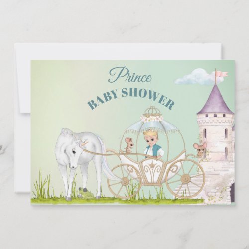 Prince Unicorn Crown Baby Boy Shower  Invitation