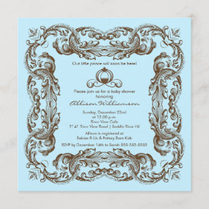 Prince Vintage Frame Boy Baby Shower Invitation