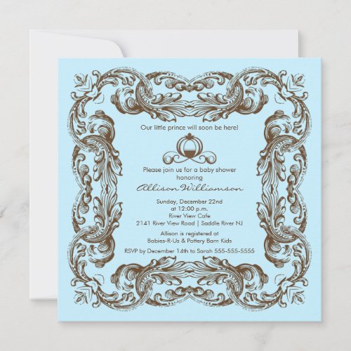 Prince Vintage Frame Boy  Baby Shower Invitation