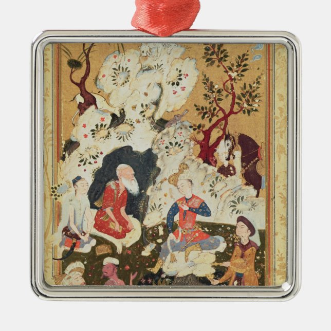 Prince visiting an Ascetic Metal Ornament (Front)