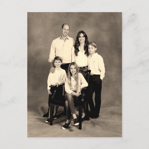 Prince William and family Dec 2023 stylized Postcard