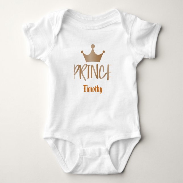 Prince with Crown and editable text Baby Bodysuit (Front)