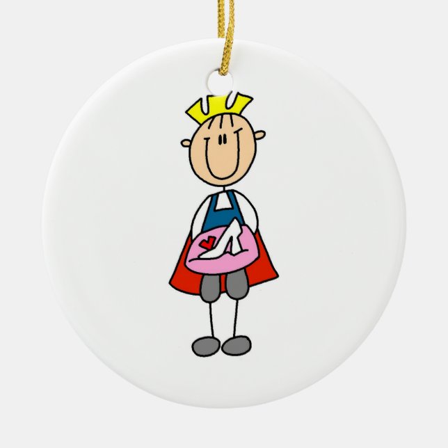 Prince With Glass Slipper Ceramic Ornament (Front)