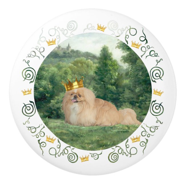 Princely Pekingese Ceramic Knob (Front)