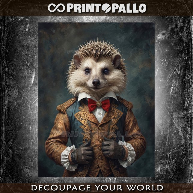 Princely renaissance dressed hodgehog with bow tie tissue paper (Creator Uploaded)