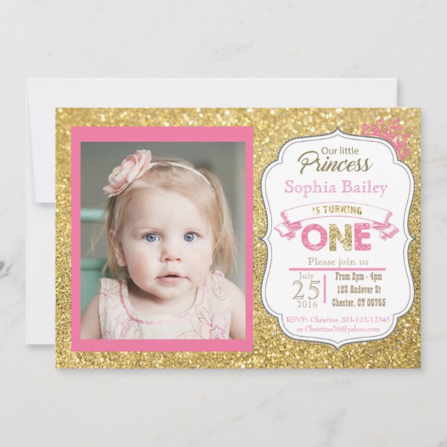 Princes 1st Birthday Girl Invitation (Front)