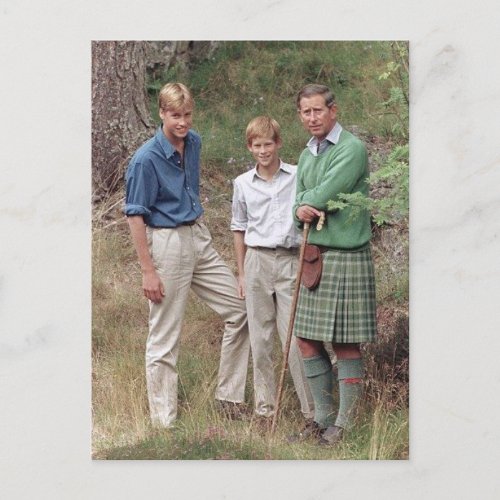 Princes Charles William Harry 1995 Postcard