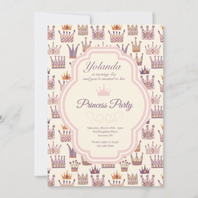 Princes Party Birthday Invitation (Front)