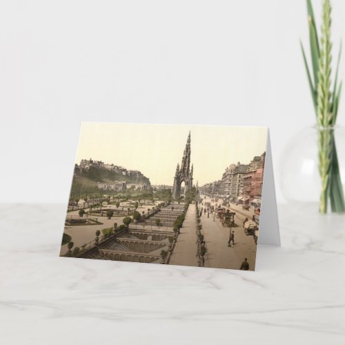 Princes Street the Castle and Scott Monument Card