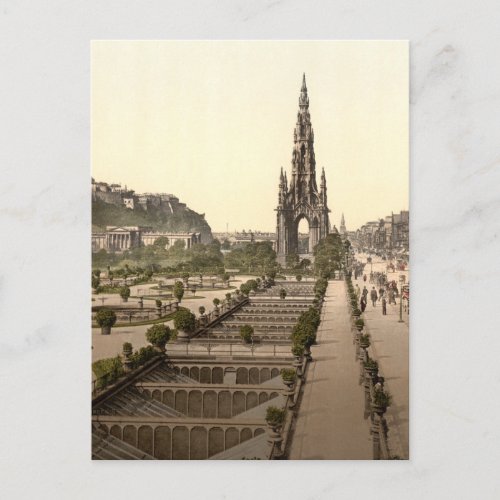 Princes Street the Castle and Scott Monument Postcard