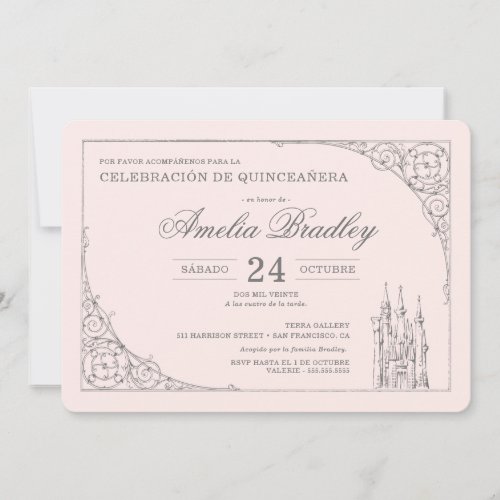Princesa Castillo De Cuento De Hadas Quinceaera Invitation