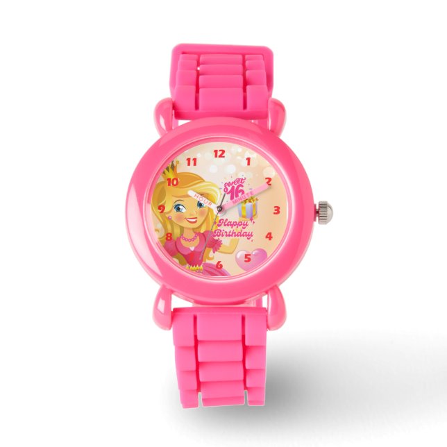 Princess 16th Birthday  Keychain Watch (Front)