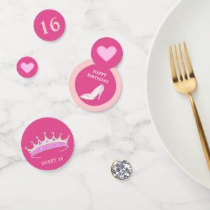 Princess 16th Birthday on rose gold Confetti
