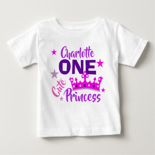 Princess 1st Birthday Girls Cute Personalized Baby T_Shirt