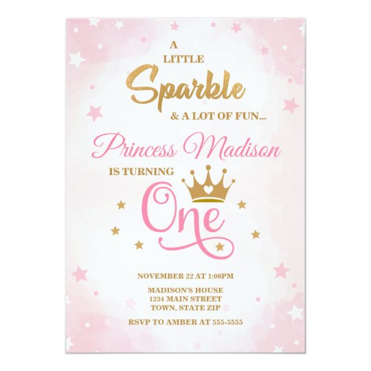 princess 1st birthday invitation pink gold invitation birthday invitation princess theme