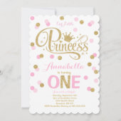 Princess 1st Birthday Invitation Pink Gold Invite (Front)