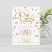 Princess 1st Birthday Invitation Pink Gold Invite (Standing Front)