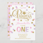Princess 1st Birthday Invitation Pink Purple Gold