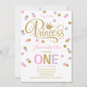 Princess 1st Birthday Invitation Pink Purple Gold (Front)