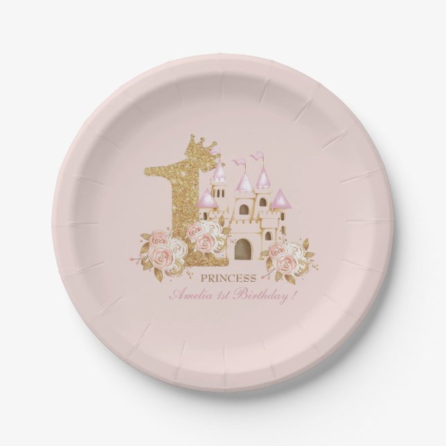  Princess 1st Birthday  Paper Plates (Front)