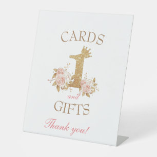 Princess 1st Birthday Party Cards and Gift Sign