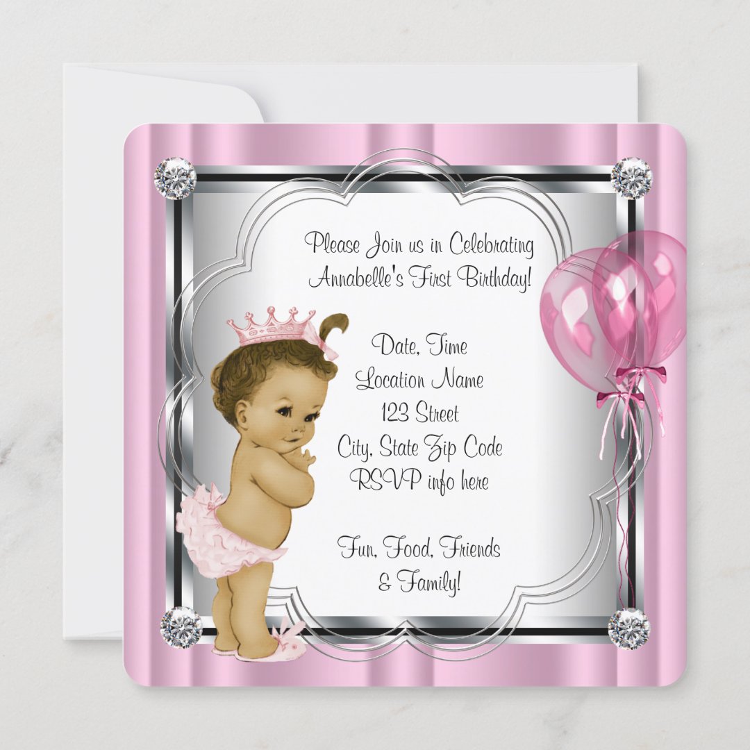 Princess 1st Birthday Party Invitation | Zazzle