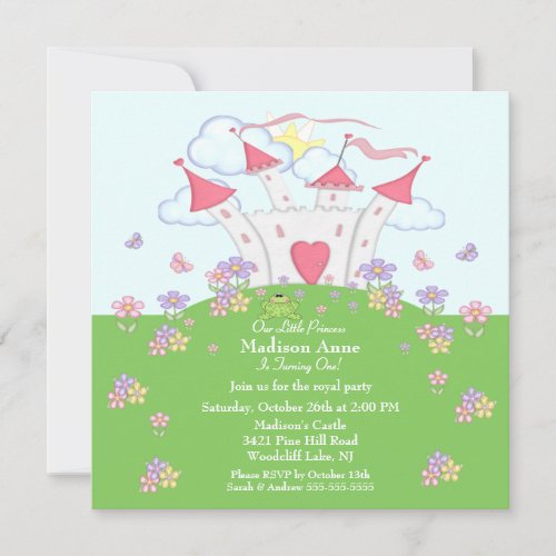 Princess 1st Birthday Party Invitation