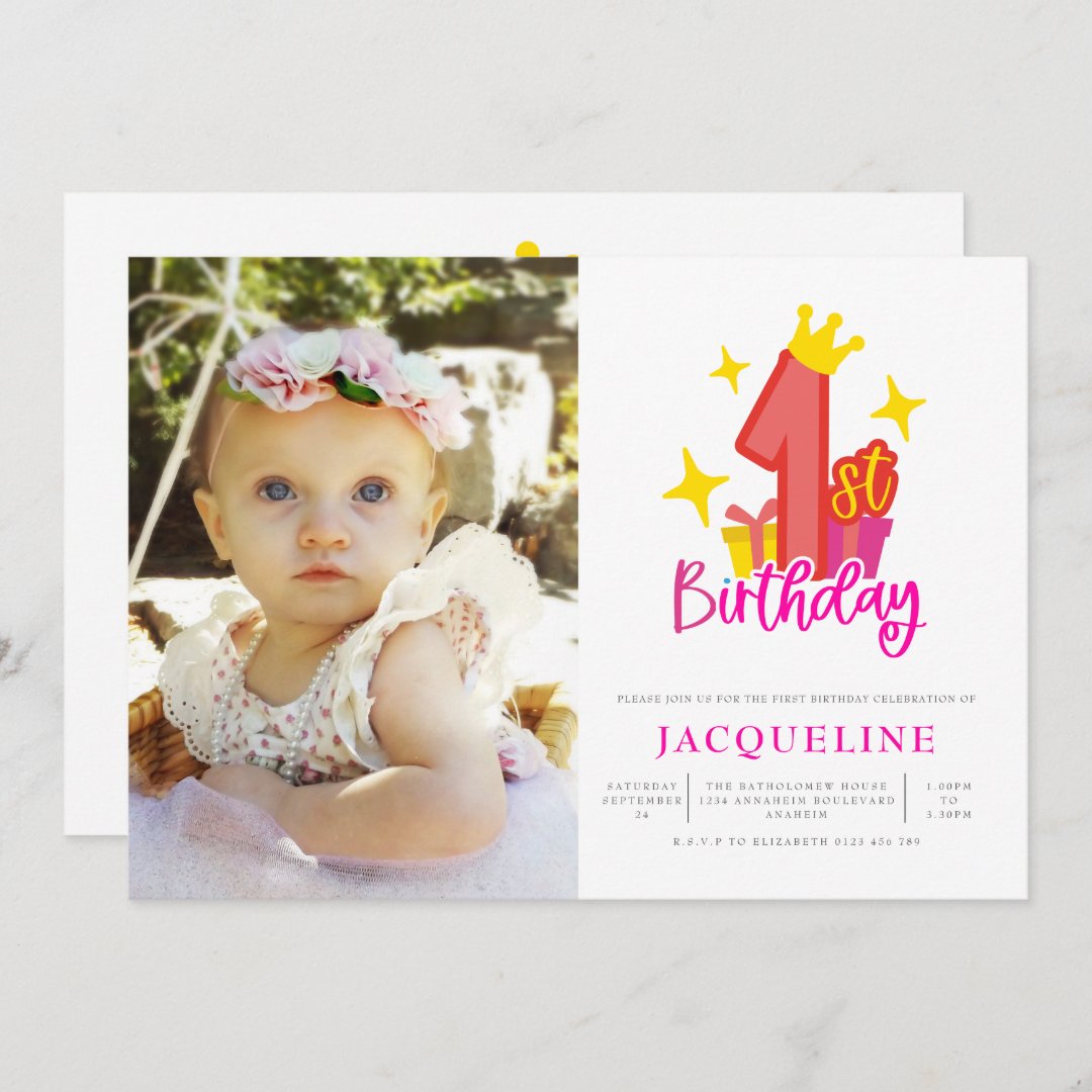 Princess 1st Birthday Party Invitation | Zazzle