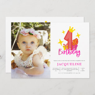 Princess 1st Birthday Party Invitation