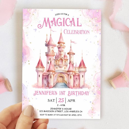 Princess 1st Birthday Party Royal Castle Invitation