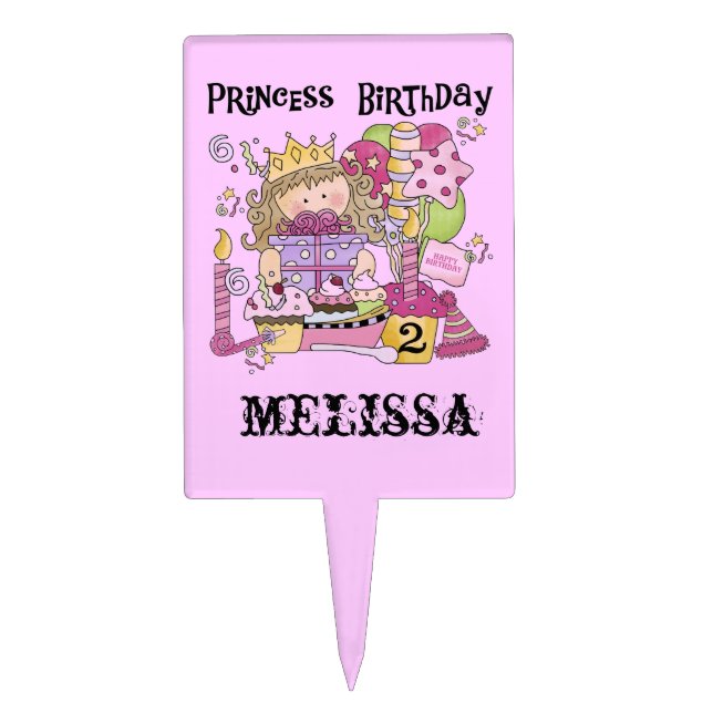 Princess 2nd Birthday Cake Topper (Front)