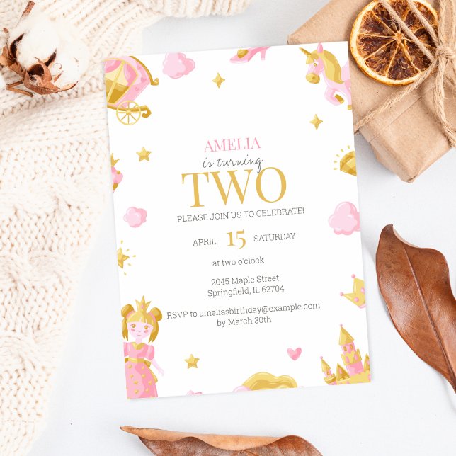 Princess 2nd Birthday Invitation - Pink & Gold (Creator Uploaded)