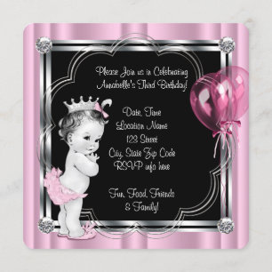 Princess 3rd Birthday Party Invitation