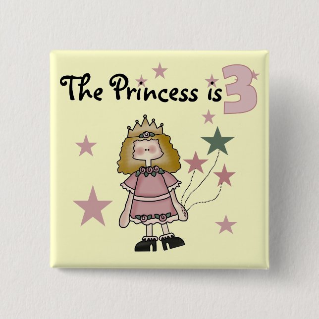 Princess 3rd Birthday Tshirts and Gifts Pinback Button (Front)