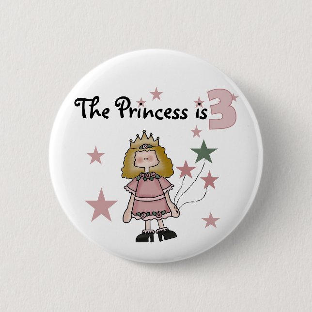 Princess 3rd Birthday Tshirts and Gifts Pinback Button (Front)