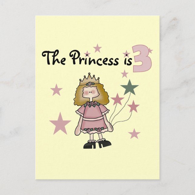 Princess 3rd Birthday Tshirts and Gifts Postcard (Front)