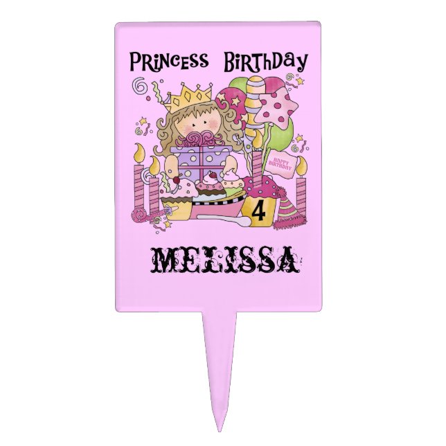 Princess 4th Birthday Cake Topper (Front)