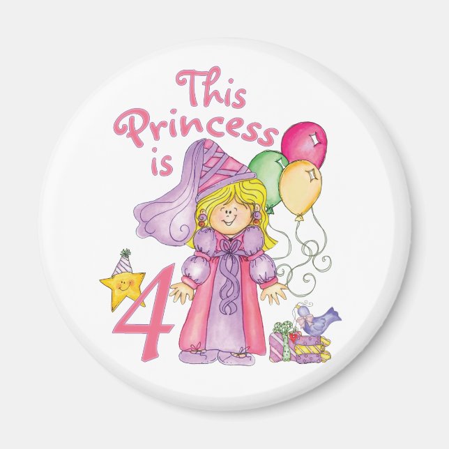 Princess 4th Birthday Magnet (Front)