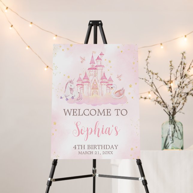 Princess 4th Birthday Party Welcome Sign (In Situ (Stand))