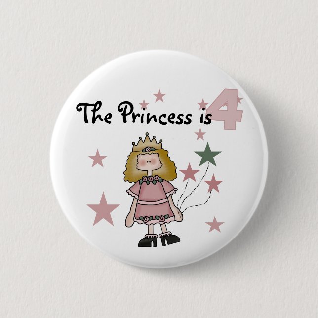 Princess 4th Birthday Tshirts and Gifts Pinback Button (Front)