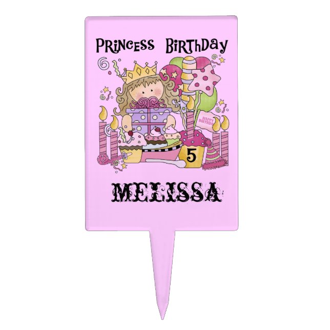 Princess 5th Birthday Cake Topper (Front)