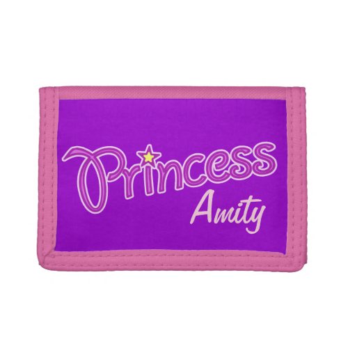 Princess add your own name girls kids purse tri_fold wallet
