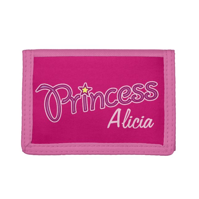 Princess add your own name girls kids purse trifold wallet (Front)