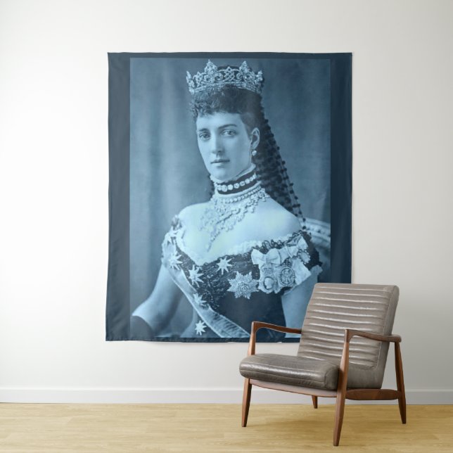 Princess Alexandra of Denmark in blue print Tapestry (In Situ)
