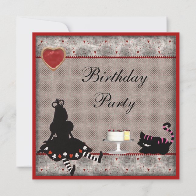 Princess Alice & Cheshire Cat Birthday Party Invitation (Front)