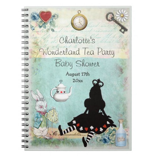 Princess Alice in Wonderland Baby Shower Guestbook Notebook