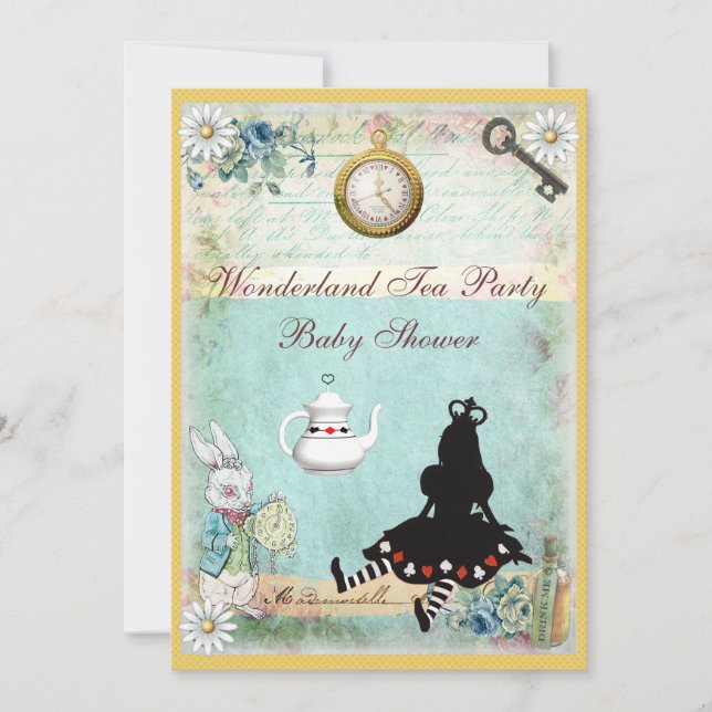 Princess Alice in Wonderland Baby Shower Tea Party Invitation (Front)