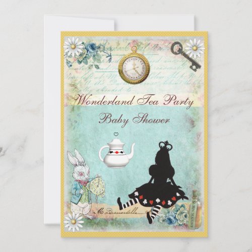 Princess Alice in Wonderland Baby Shower Tea Party Invitation