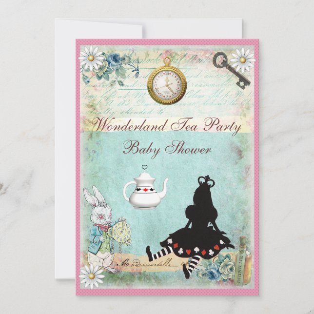 Princess Alice in Wonderland Baby Shower Tea Party Invitation (Front)