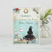 Princess Alice in Wonderland Tea Party Baby Shower Invitation (Standing Front)